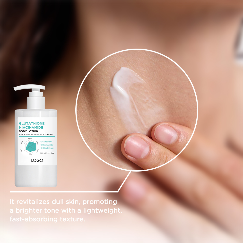 Private Label Glutathione Niacinamide Body Lotion for Skin Whitening Moisturizing Brightening Body Care Cream Wholesale Bulk OEM
