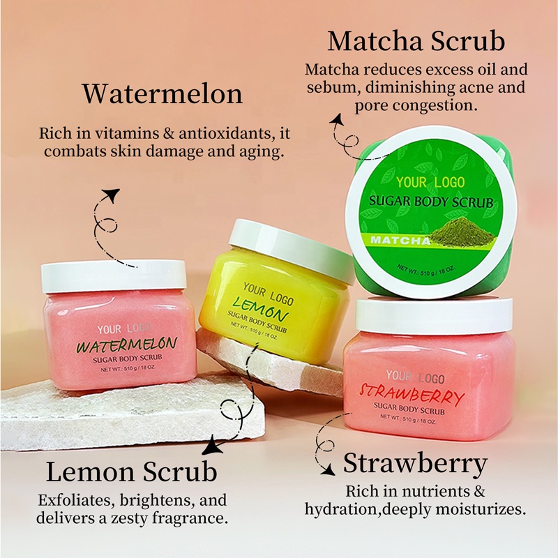 Strawberry Ice Cream Body Scrub Vegan Milk Lemon Coconut Watermelon Vitamin C Exfoliating And Moisturizing Organic Body Products