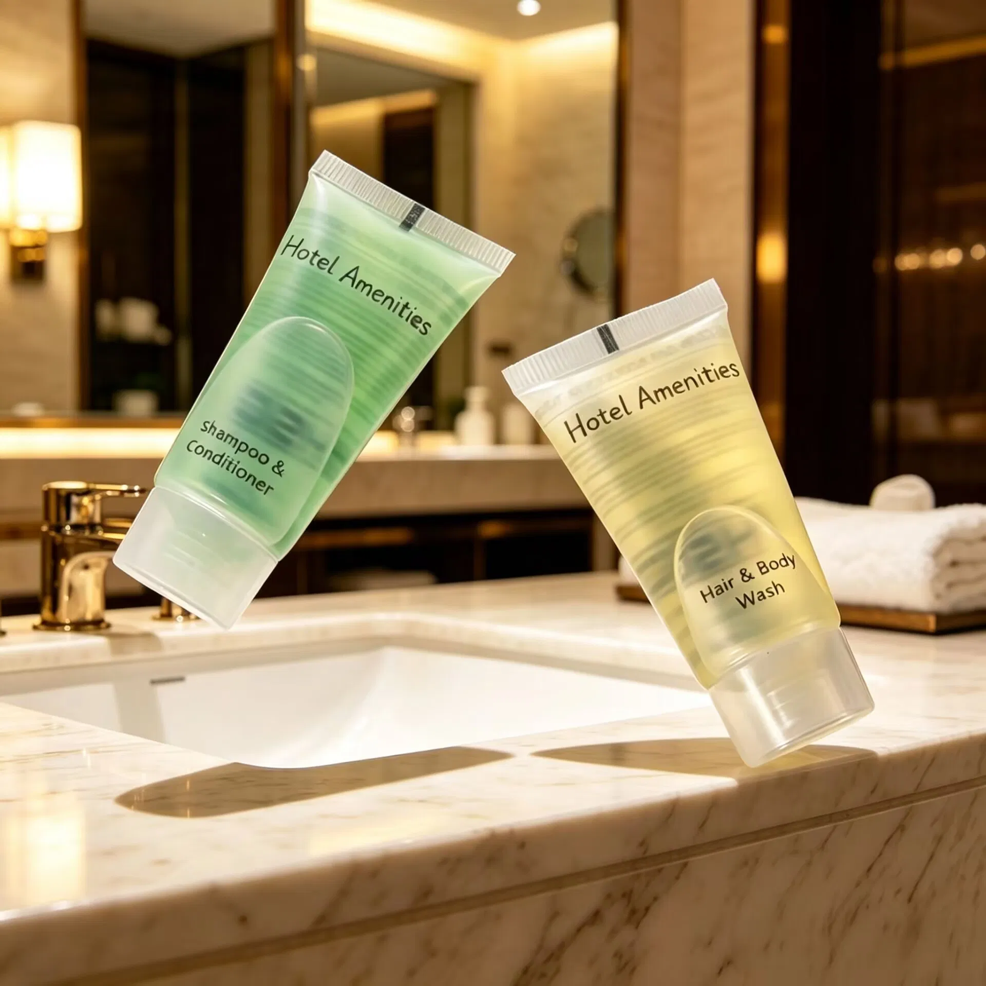 Premium Hotel Essentials Travel Kit: Shampoo Conditioner Shower Gel Body Lotion