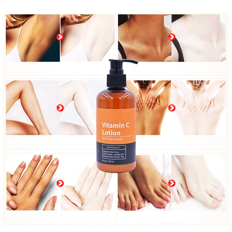 Wholesale OEM Organic Moisturizing Cream Black Skin Lightening Whitening Vitamin C Body Lotion