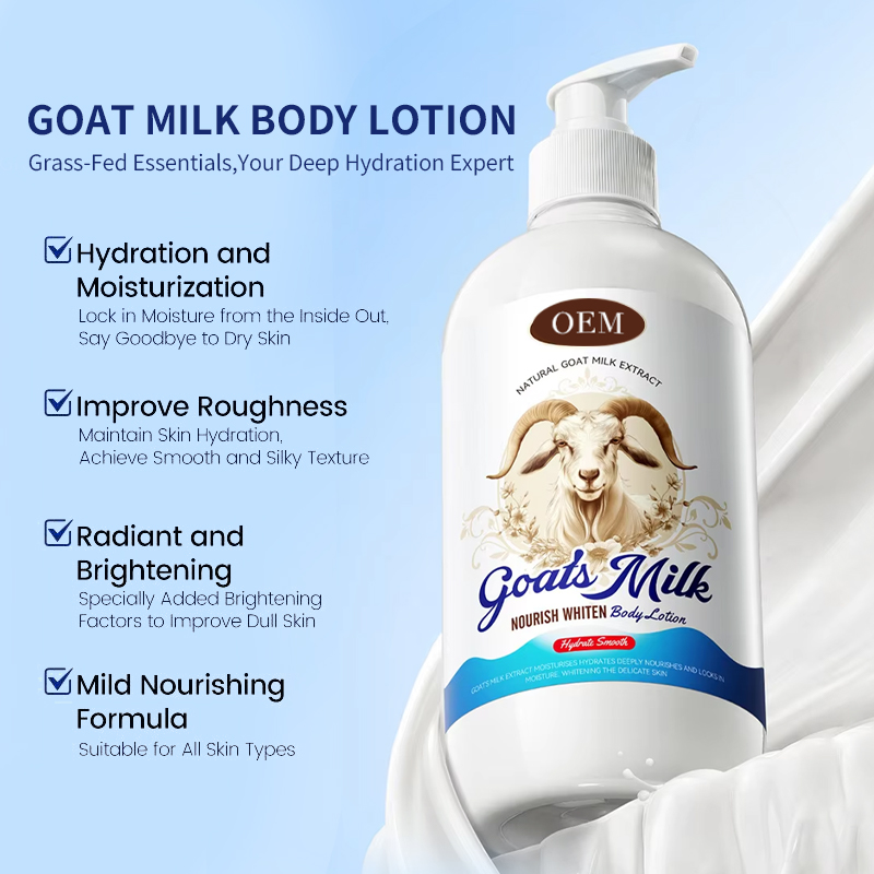 OEM Goat Milk &amp; Jojoba Oil Nourish Skin Barrier Reduce Redness for Sensitive Skin Custom Fragrance Goat Milk Body Lotion