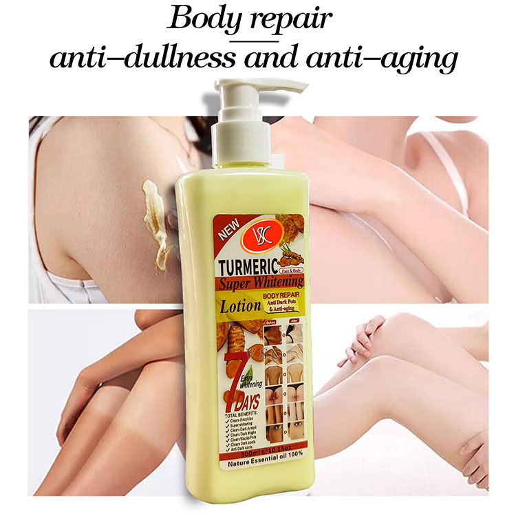 Wholesaler 300ml Organic Turmeric Body Lotion Super Whitening Papaya Carrot Formula Moisturizing and Dark Spots Removal
