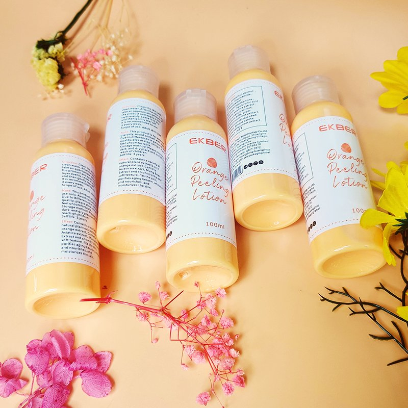 Private Label Whitening Brightening Peeling Orange Vitamin C Lotion Exfoliating Body Face Scrub Peeling Lotion