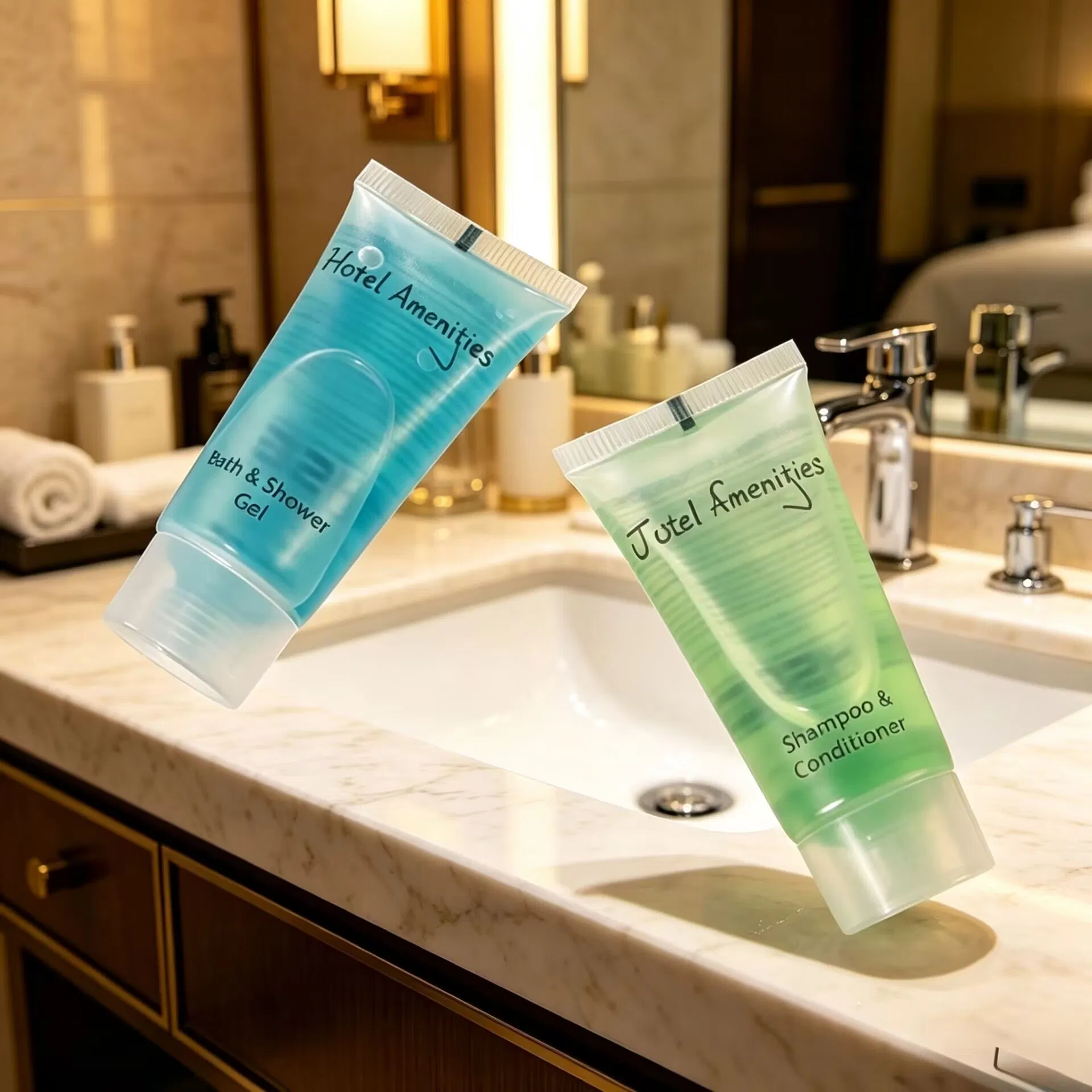 Premium Hotel Essentials Travel Kit: Shampoo Conditioner Shower Gel Body Lotion