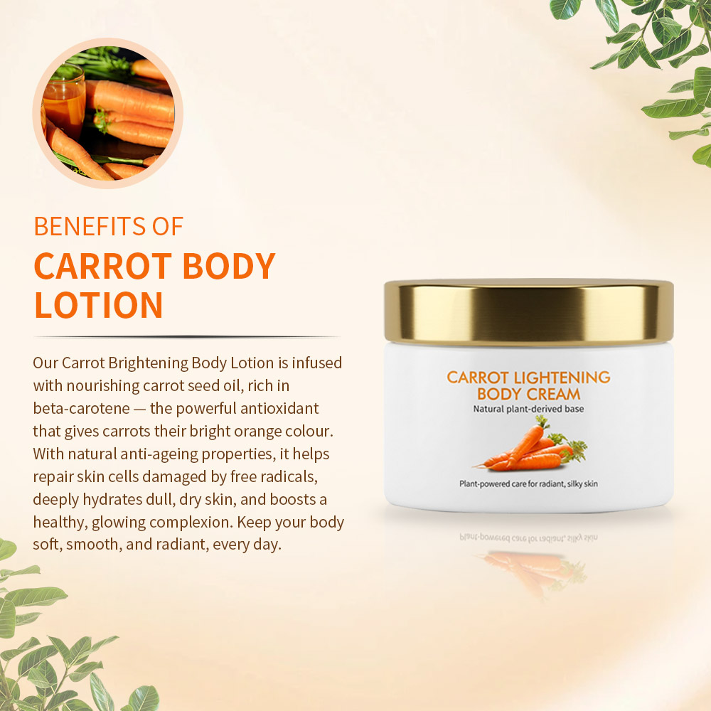 High-quality Nurturing 200ml Flip Top Cap Beta-carotene Enriched Fast-absorbing Non-greasy Pureest Natural Carrot Body Lotion