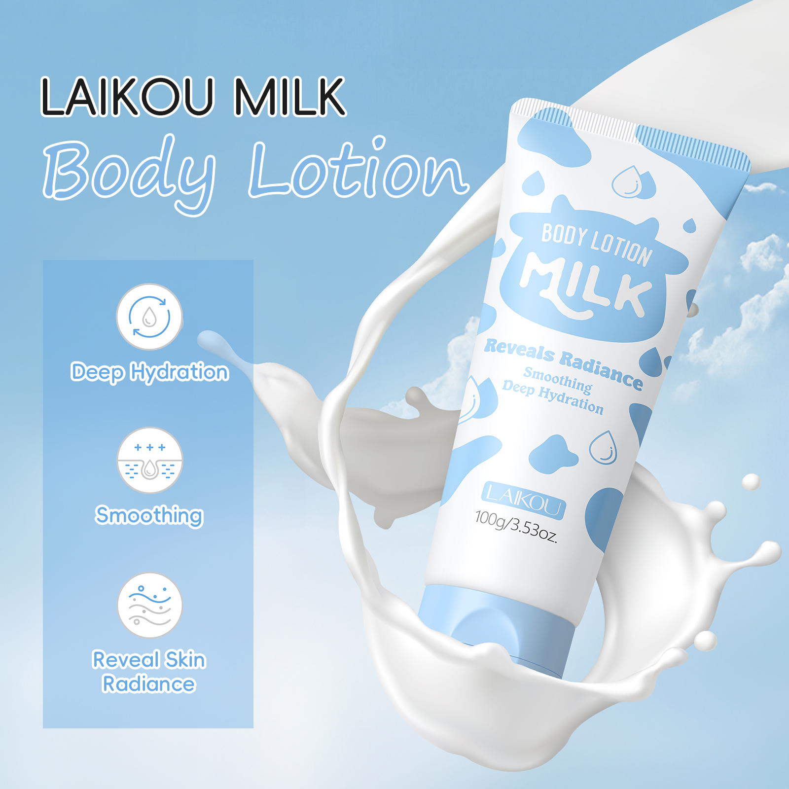 LAIKOU 100g Milk Fragrance Body Lotion Noirishing Brightening Cream for a Refreshing Experience