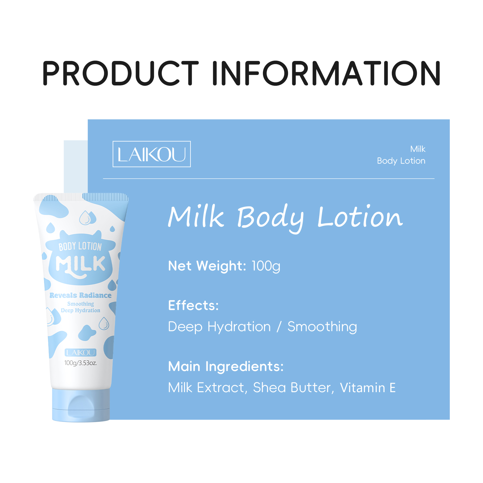 LAIKOU 100g Milk Fragrance Body Lotion Noirishing Brightening Cream for a Refreshing Experience