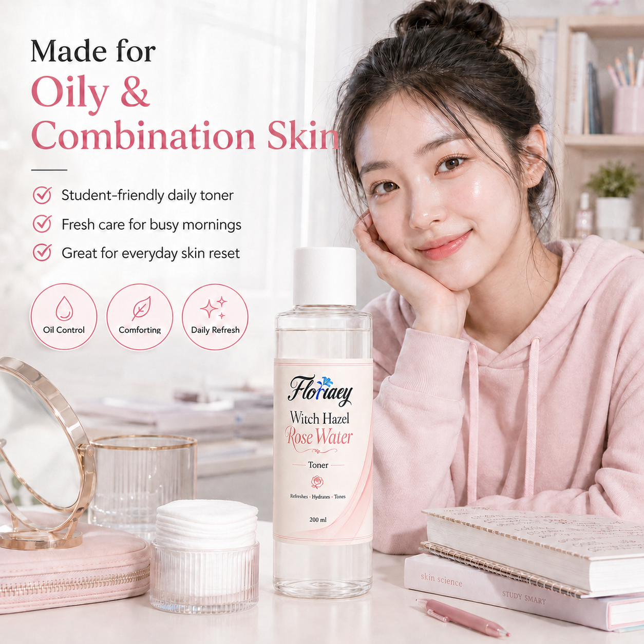 OEM Witch Hazel Rose Lotion with Oil Control &amp; Pore Refining Soothing Redness &amp; Post-Sun Care for All Skin Types &amp; Body Use