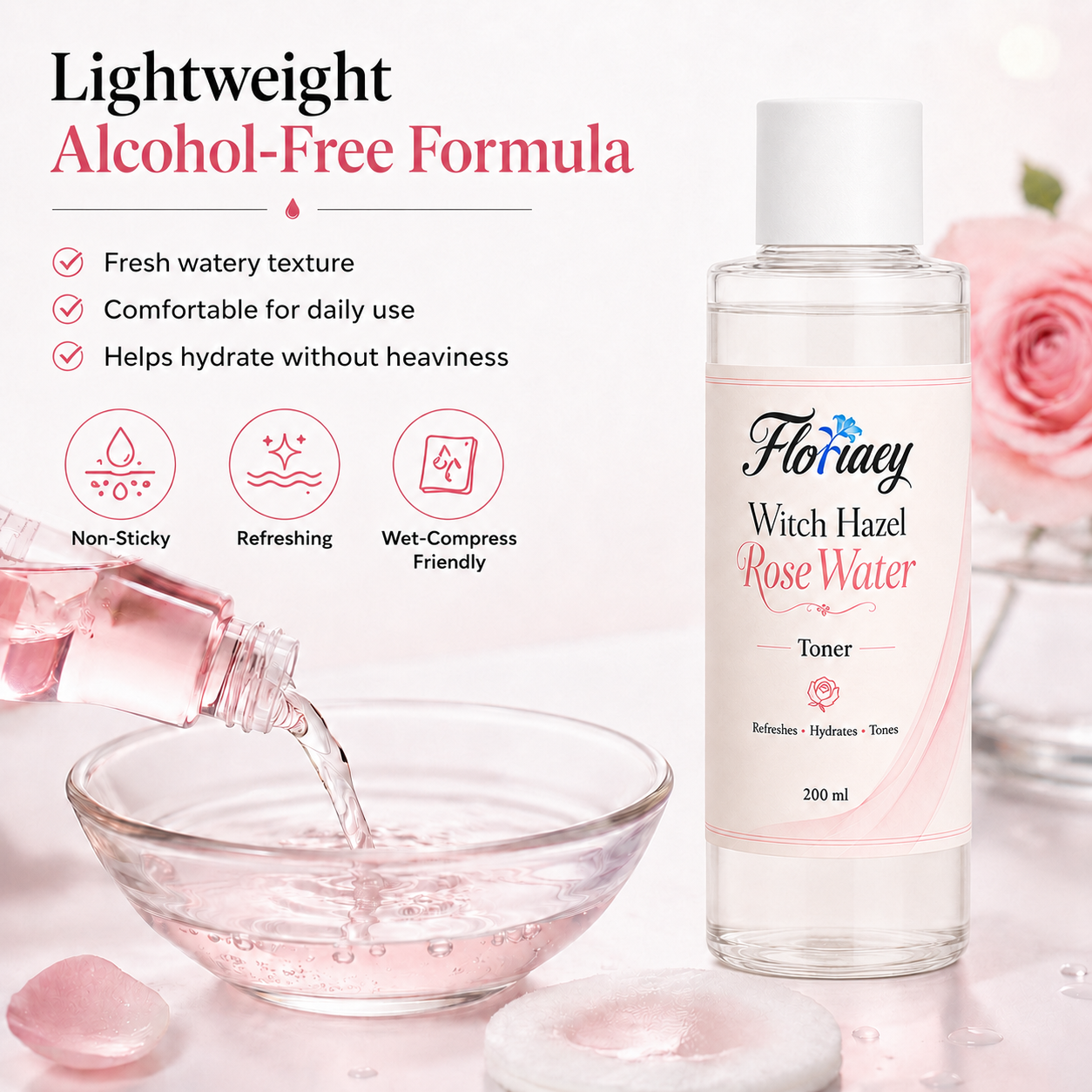 OEM Witch Hazel Rose Lotion with Oil Control &amp; Pore Refining Soothing Redness &amp; Post-Sun Care for All Skin Types &amp; Body Use