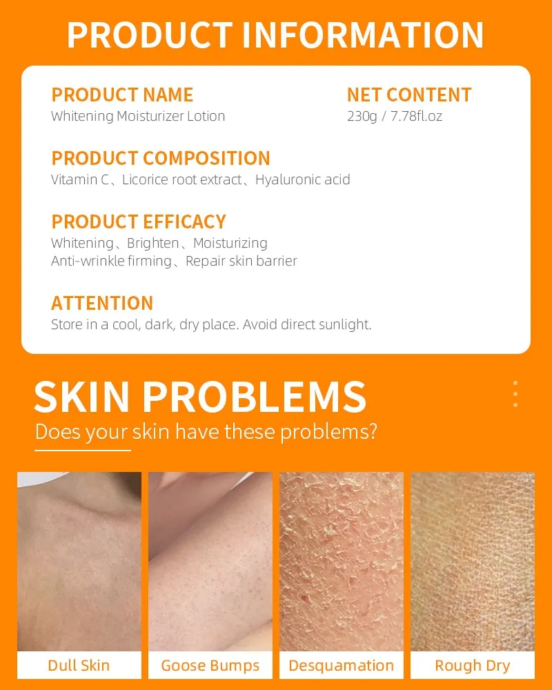 Nourishing Deep Moisturizing Organic Vitamin C Skin Whitening Body Lotion