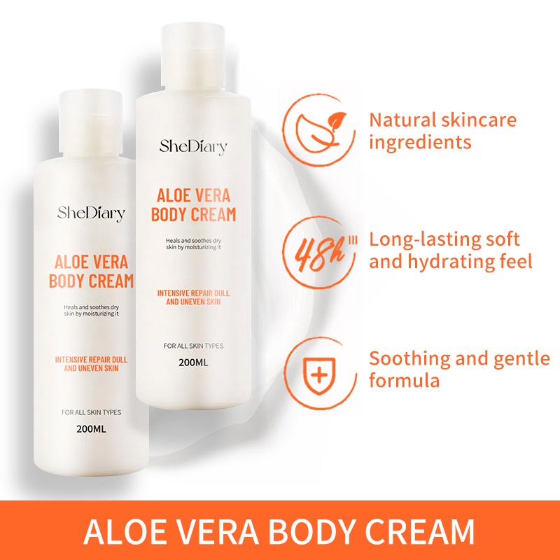 Private Label SheDiary Aloe Vera Butter Body Lotion Cream Moisturizing Whitening Soothing Brightening Milk Body Lotion for Women