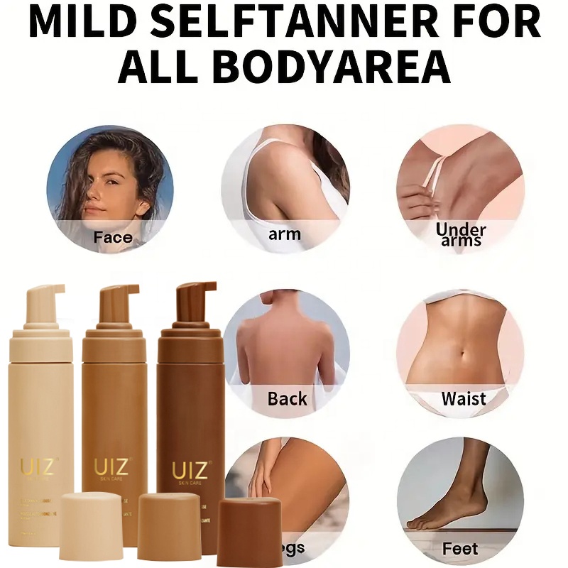 Manufacturer Body Instant Tan Dark Self Tanner Mousse Organic Coconut Oil Self Sunless Bronzing Sun Tanning Foam
