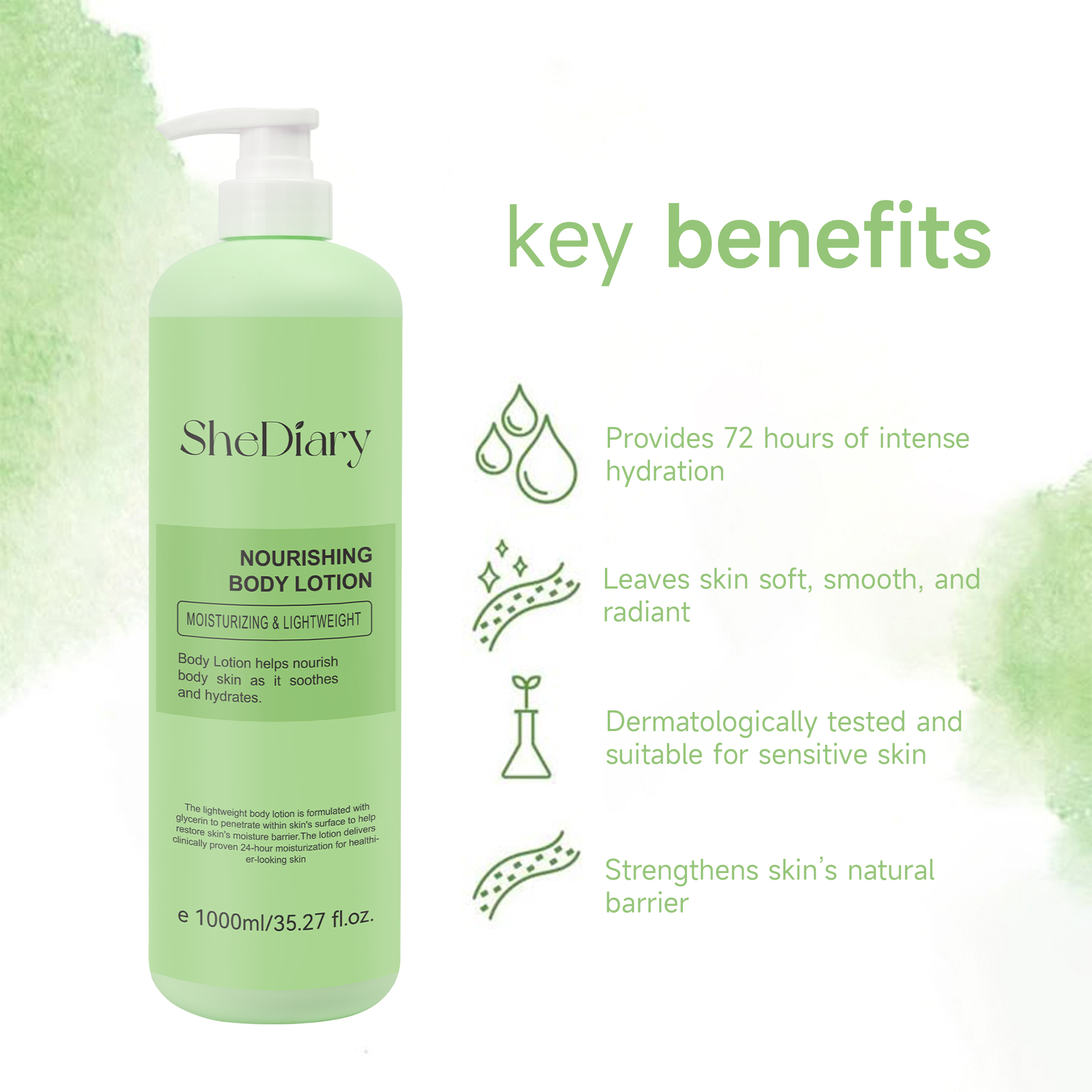 Wholesale Private Label Nourishing Brightening Non-Irritating Body Lotion 1000ml OEM Manufacturer 72-hour Hydration Fresh for