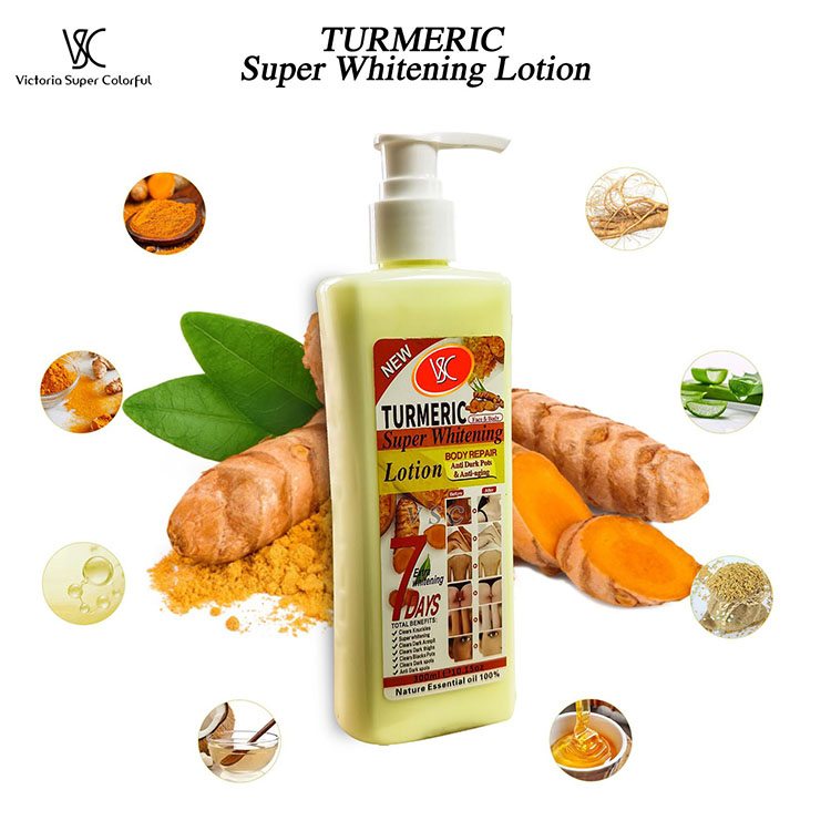 Wholesaler 300ml Organic Turmeric Body Lotion Super Whitening Papaya Carrot Formula Moisturizing and Dark Spots Removal