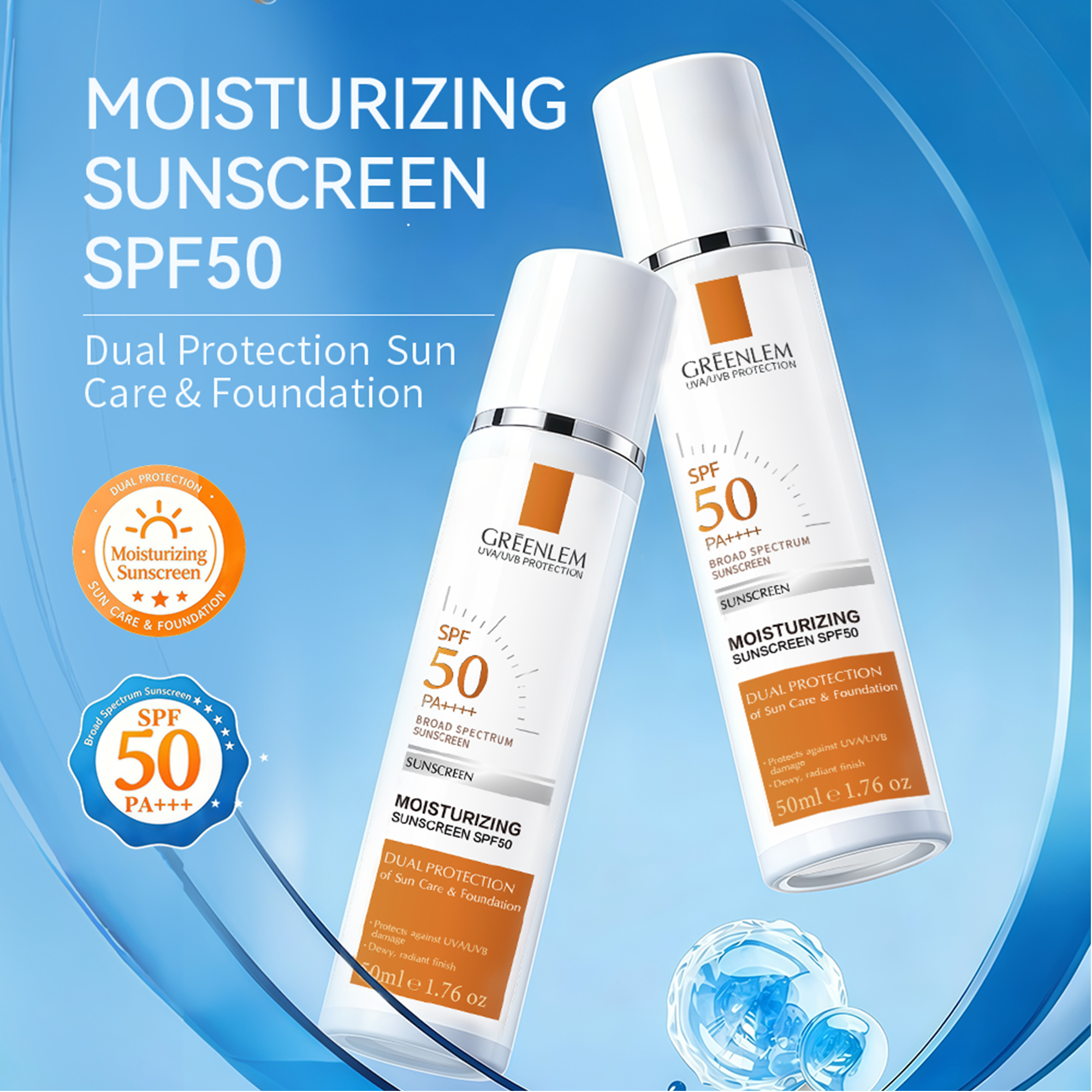 Lightweight Moisturizing Sunscreen Lotion with High SPF Broad Spectrum Protection for Daily Face &amp; Body Use