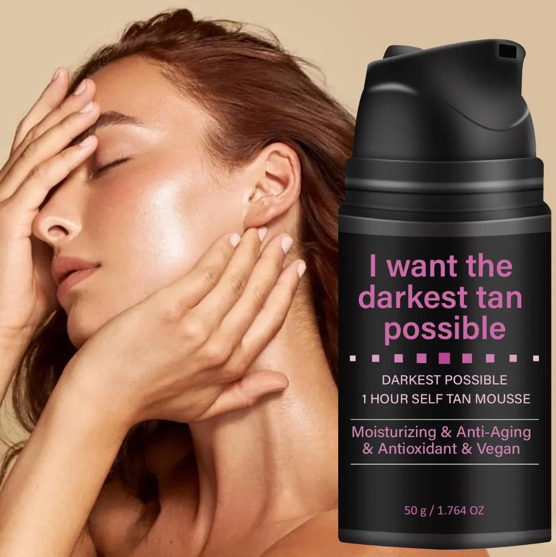 Organic Vegan Ultra Dark Self Tanning Mousse Streak-Free Natural Sunless Tan Enhancer Body Bronzer Natural Sunless Ultra Hydrating Glow Shimmer Tanning Lotion
