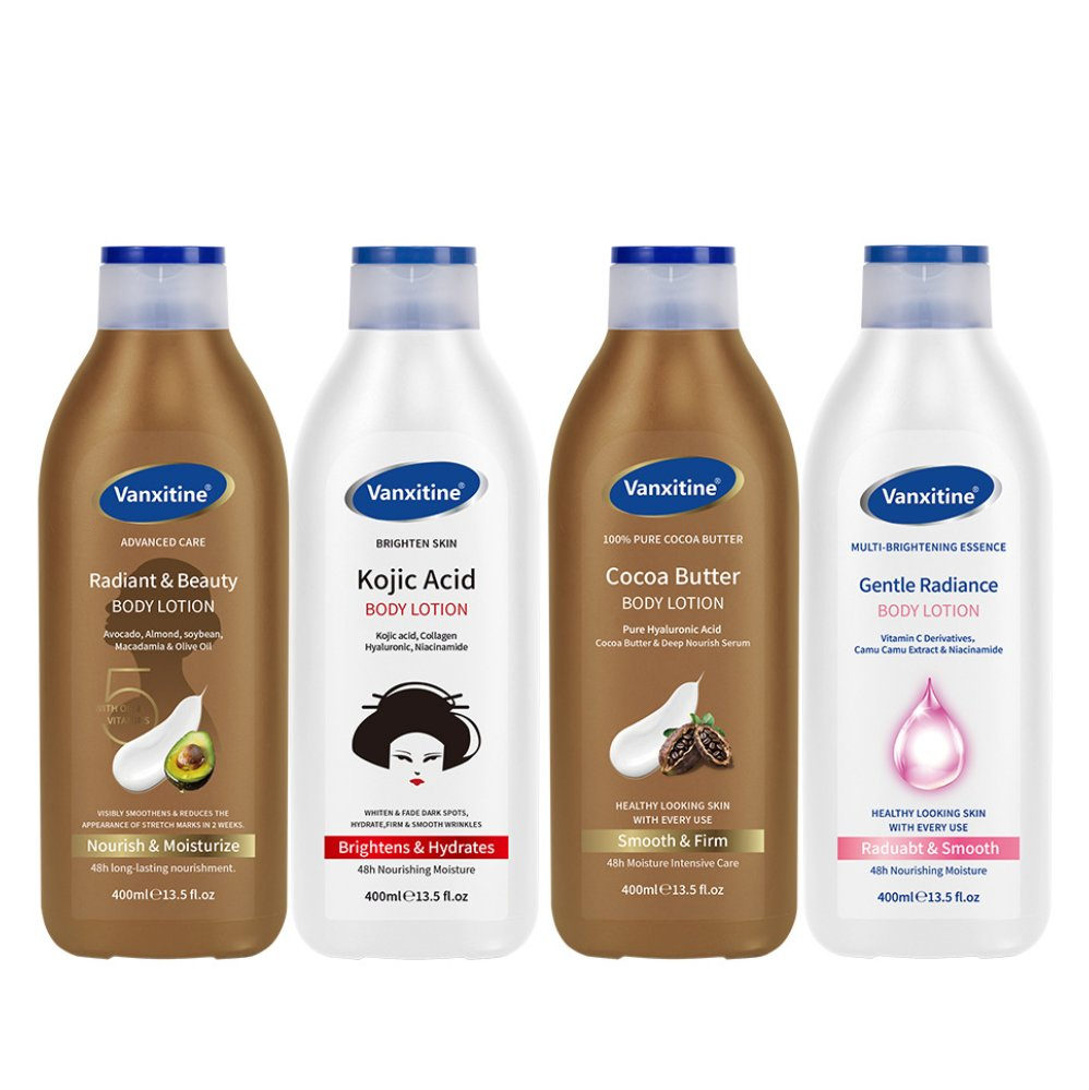 Natural Herbal Kojic Acid Whitening Body Lotion Brightening Hydration Botanical Extract Smooth Radiant Glowing Nourishing Brightening Cocoa Butter Body Lotion