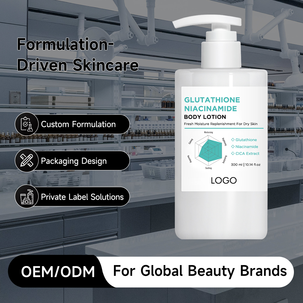 Private Label Glutathione Niacinamide Body Lotion for Skin Whitening Moisturizing Brightening Body Care Cream Wholesale Bulk OEM