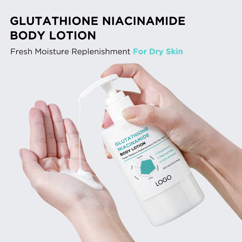 Private Label Glutathione Niacinamide Body Lotion for Skin Whitening Moisturizing Brightening Body Care Cream Wholesale Bulk OEM