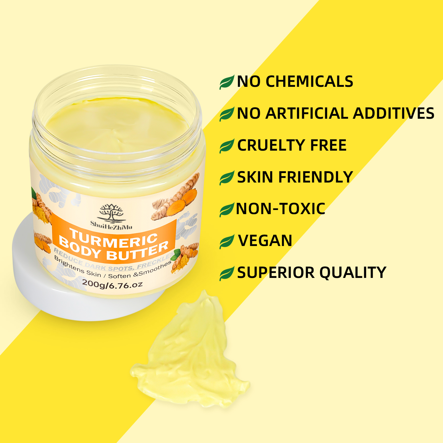 Custom Lightening Long Lasting Hydration Body Care Cream Non-greasy Skin Moisturizer Luxury Scent Whipped Turmeric Body Butter