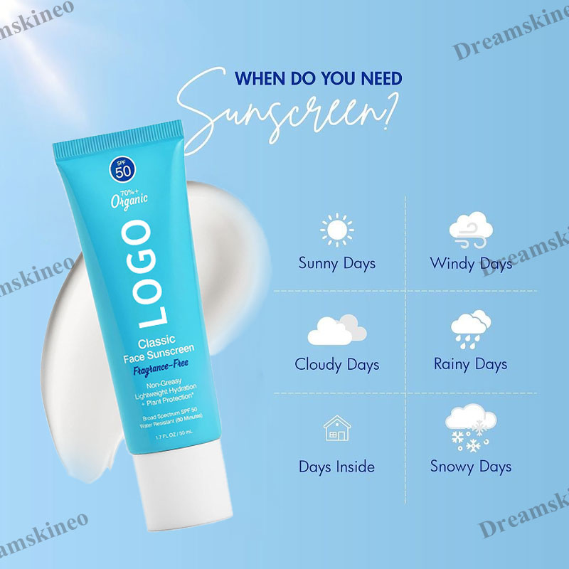 Lightweight Non-greasy Sunscreen Spf 50 Korean Centella Tube Cream Lotion Uv Private Label Oem Vitamin C 50ml Face Body