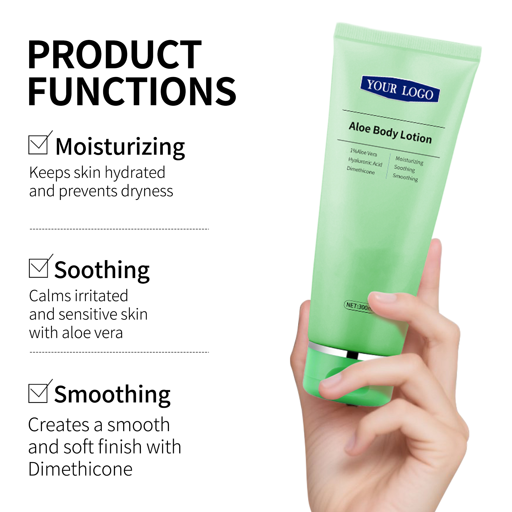 Private Label Aloe Body Lotion Deeply Nourishing Hydrating Skin Provides Smooth Soft Texture Enhanced Moisture Retention