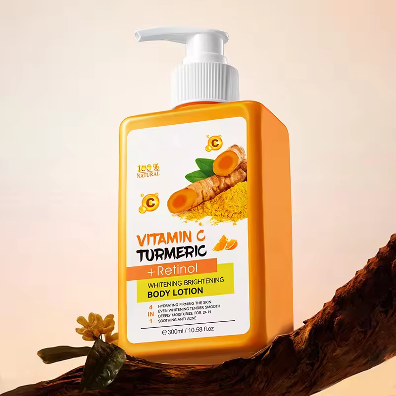 100% Natural Vitamin C Turmeric 4-in-1 Body Lotion 300ml Whitening Brightening Moisturizing Anti-Wrinkle Fresh Fragrance All