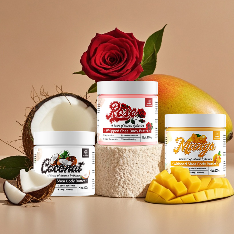 Private Label Body Cream Cocoa Butter Fragrance Body Lotion Custom Natural Organic Whipped Body Butter