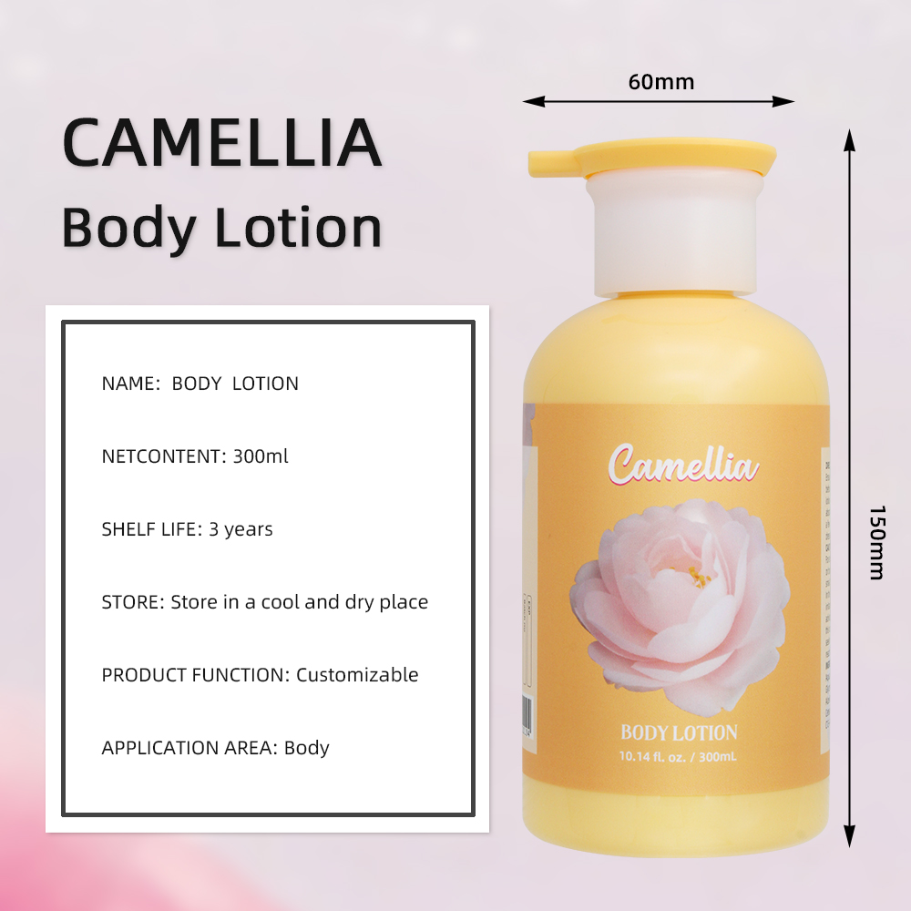 Private Label 300ml Camellia Body Lotion Antioxidant Repair &amp; Luxe Silk Finish Vitamin E Enriched for Mature Skin Whitening
