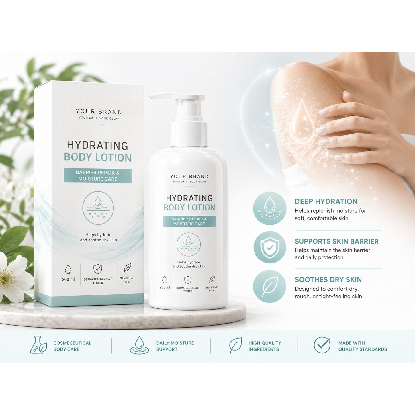 Daily Moisturizing Nourishing Hyaluronic Acid Body Lotion Deep Hydration Formula for Women and Men Skin Care Treatment