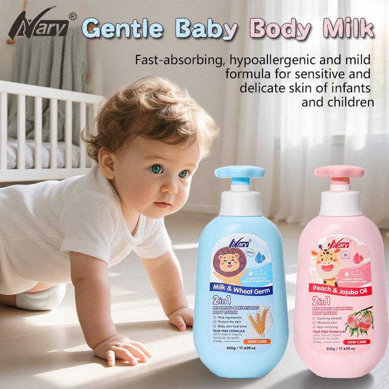 Nary Private Label 2-in -1 Baby Body Lotion Baby Skin Care Product Natural 500ml No Tears Formula Moisturizer Milk for Children