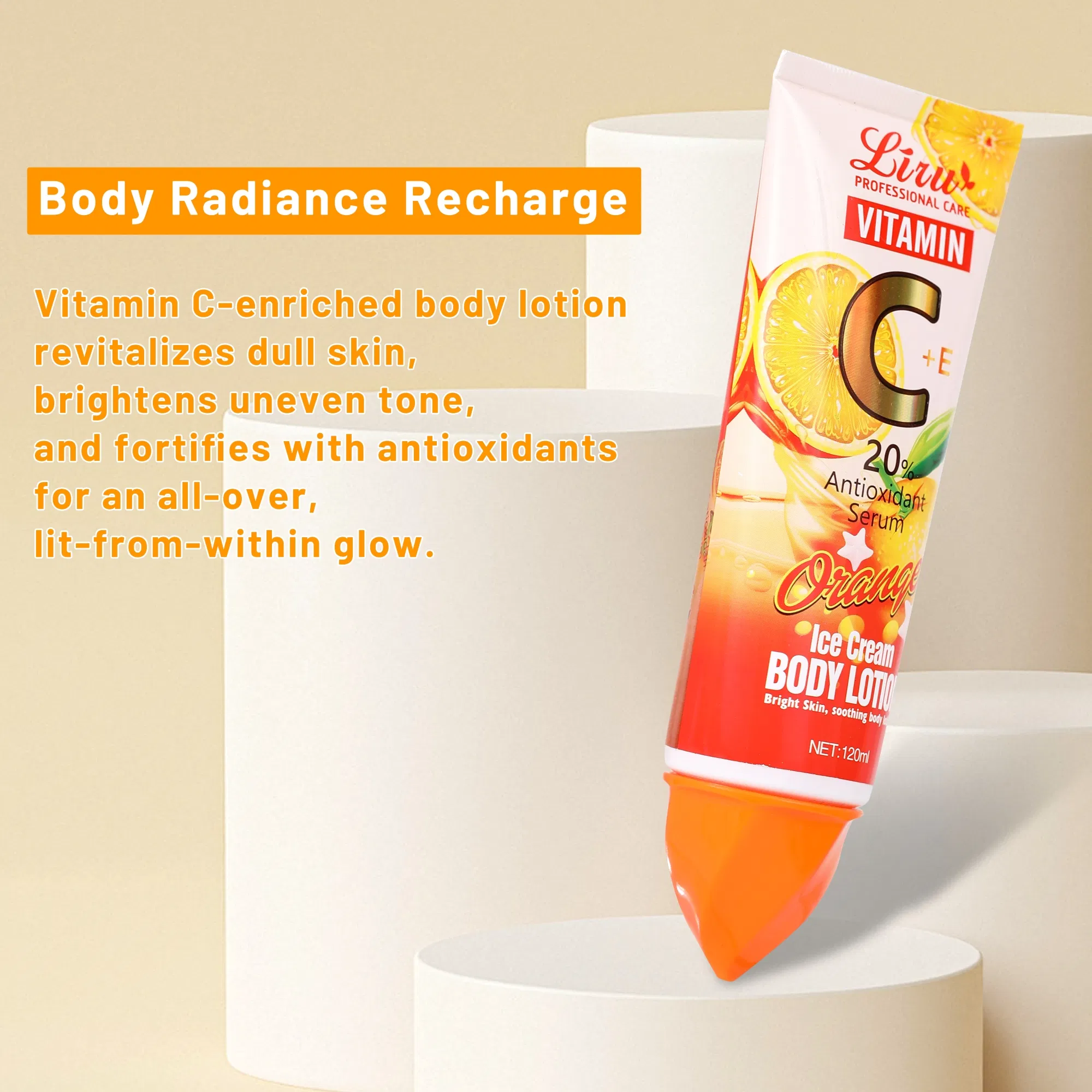 Liru Wholesale OEM Available Natural Vitamin C Antioxidant Repairing Brightening Body Lotion