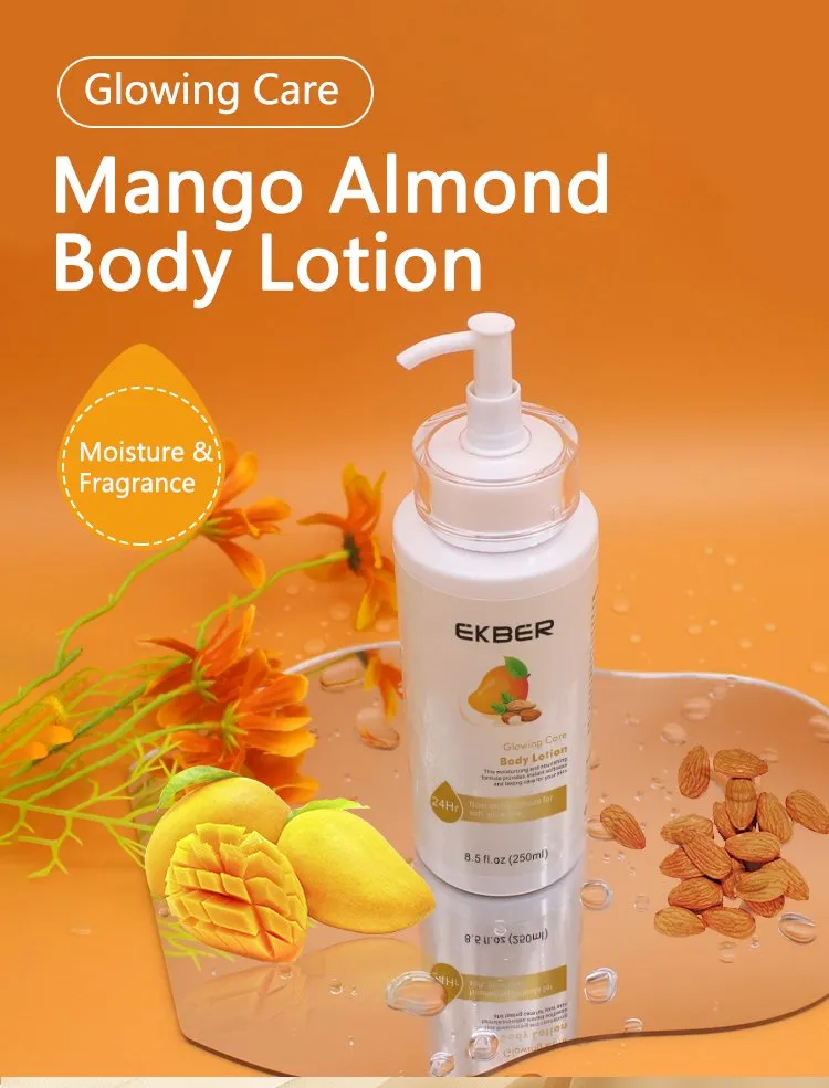 Customize Logo Mango Almond Whitening Body Lotion Organic Cream Mango Almond Scent Body Lotion