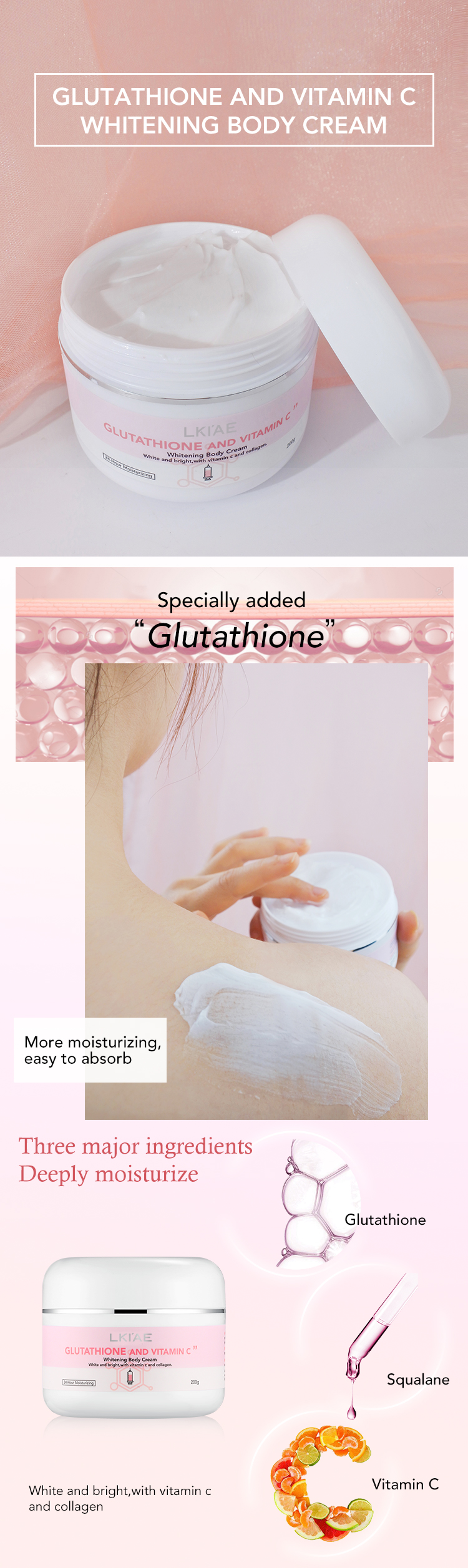 Glutathione Body Cream Front Display