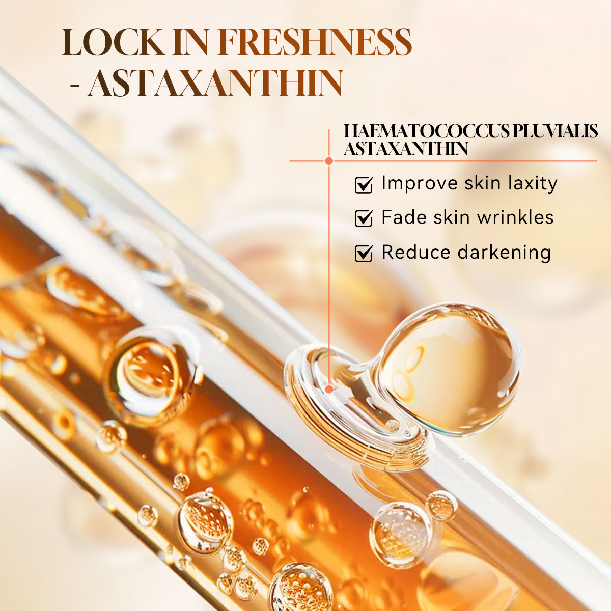 Hot Sale Astaxanthin Face Body Skincare Ampoule Liquid Serum Brightening Tightening Pores Repairing Wrinkles Anti-Oxidant