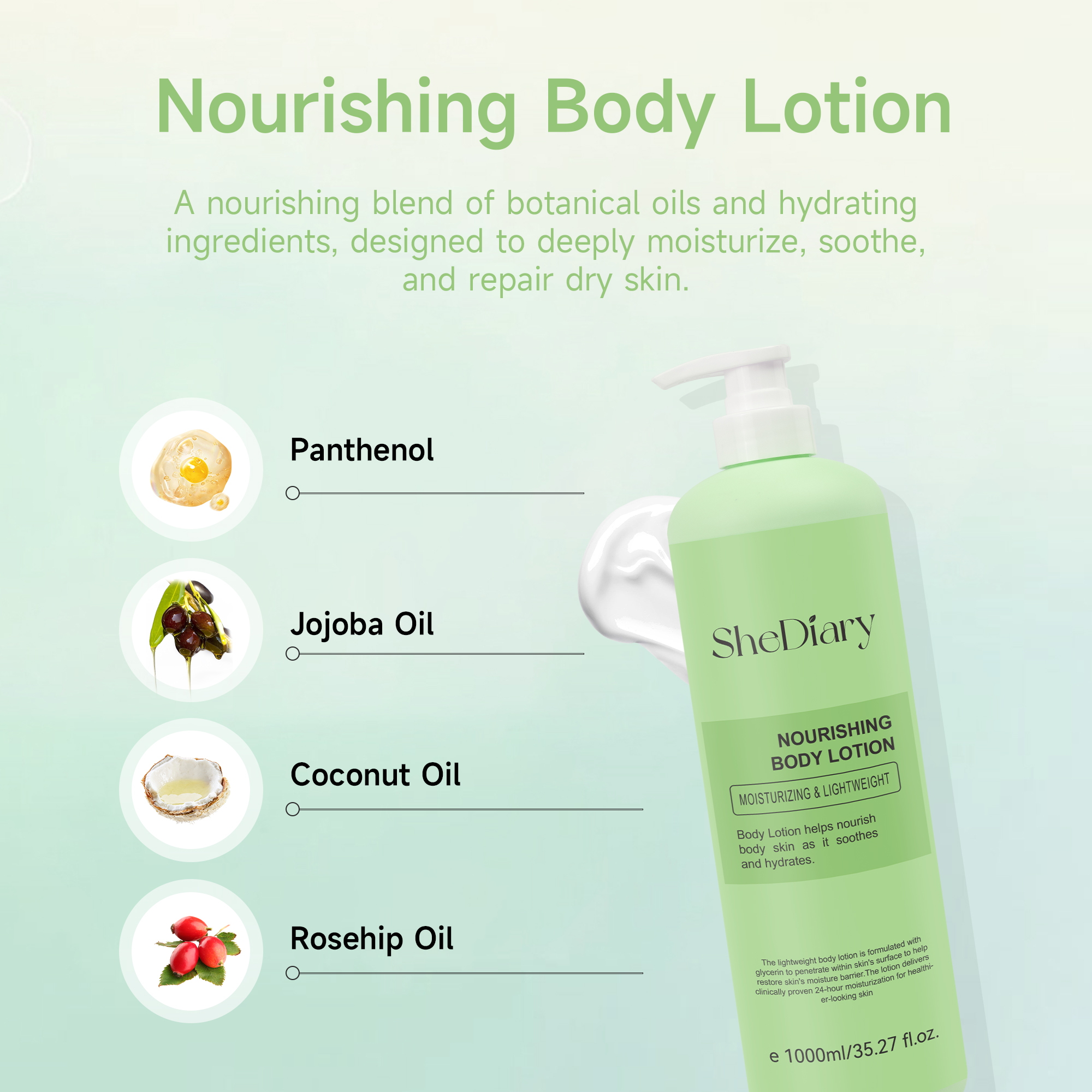 Wholesale Private Label Nourishing Brightening Non-Irritating Body Lotion 1000ml OEM Manufacturer 72-hour Hydration Fresh for