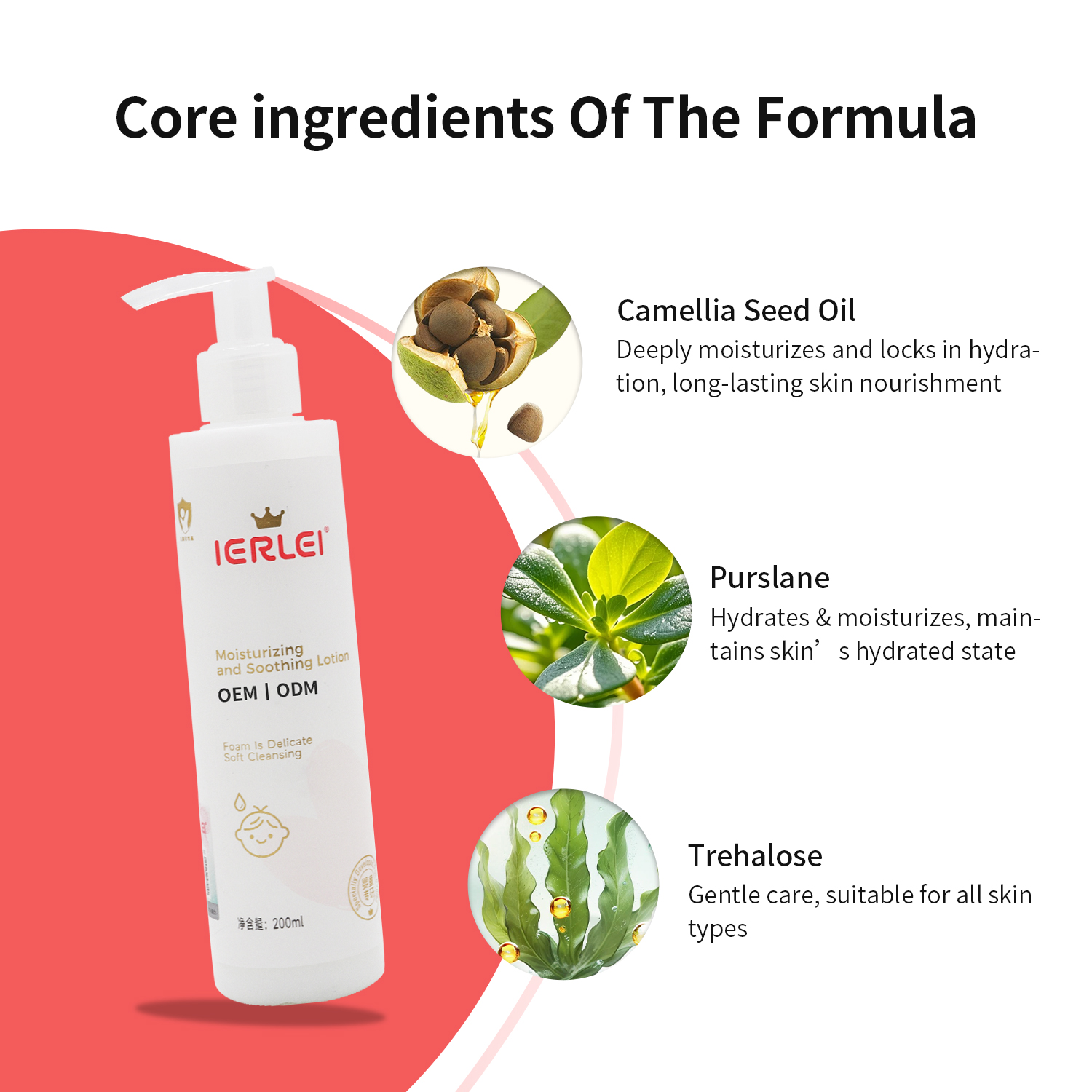 IERLEI OEM/ODM Natural Organic Sensitive Skin Care Olive Oil Children's Body Lotion Nourishing Moisturizing Baby Body Lotion