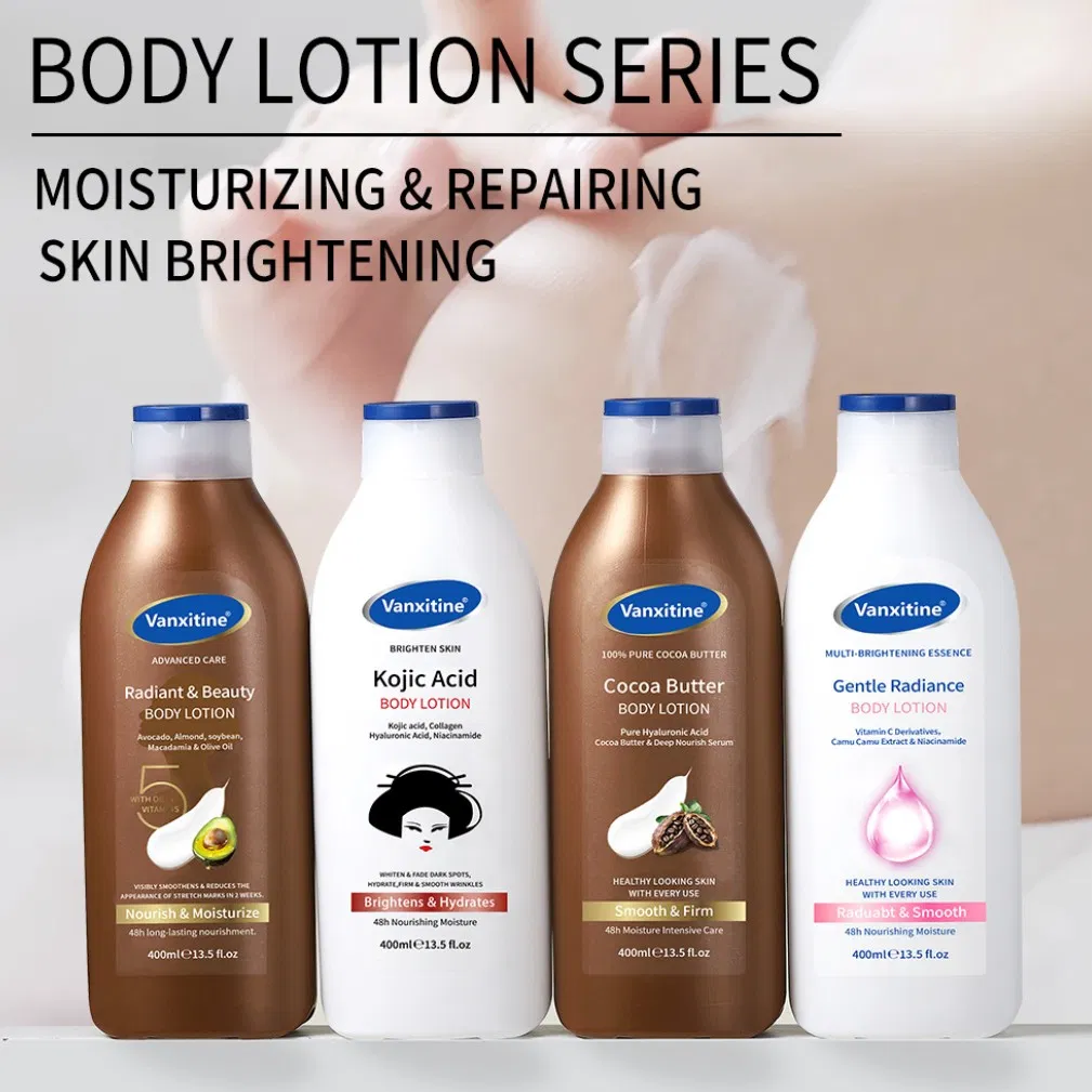 Natural Herbal Kojic Acid Whitening Body Lotion Brightening Hydration Botanical Extract Smooth Radiant Glowing Nourishing Brightening Cocoa Butter Body Lotion