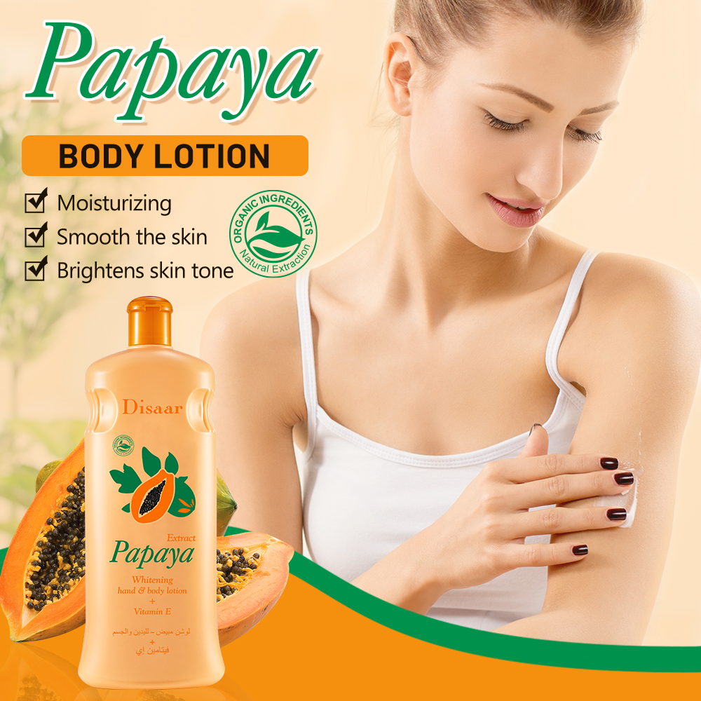 Disaar 600ML Organic Papaya Skin Whitening Body Lotion Vitamin E Enriched Moisturizer Removes Melanin and Keeps Skin Fair Smooth