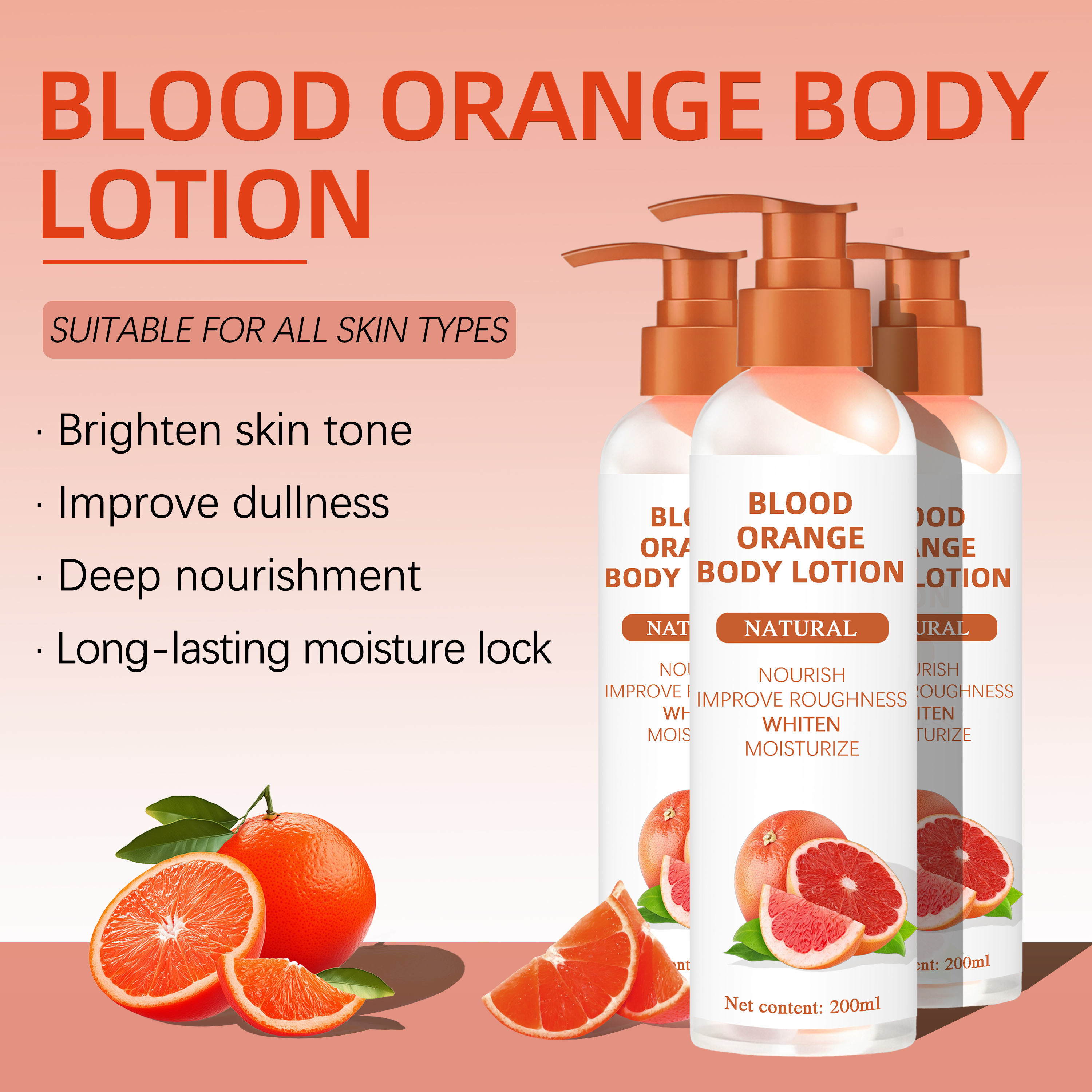 Factory Direct Blood Orange Body Lotion Vitamin C Enriched Brightening Deep Moisturizing &amp; Nourishing OEM/ODM Available