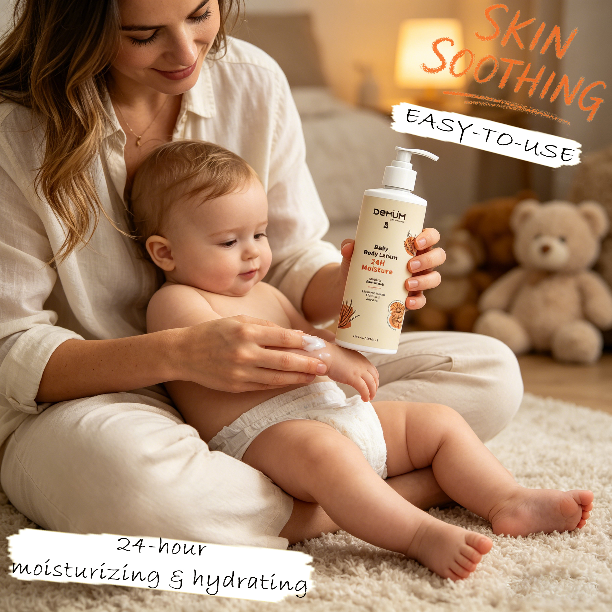 DEMUM MOQ 1000pcs Baby Skin Lightening Lotion Sulfate-free Moisturizing &amp; Repair and Chamomile &amp; Aloe Vera Pure Baby Body Lotion