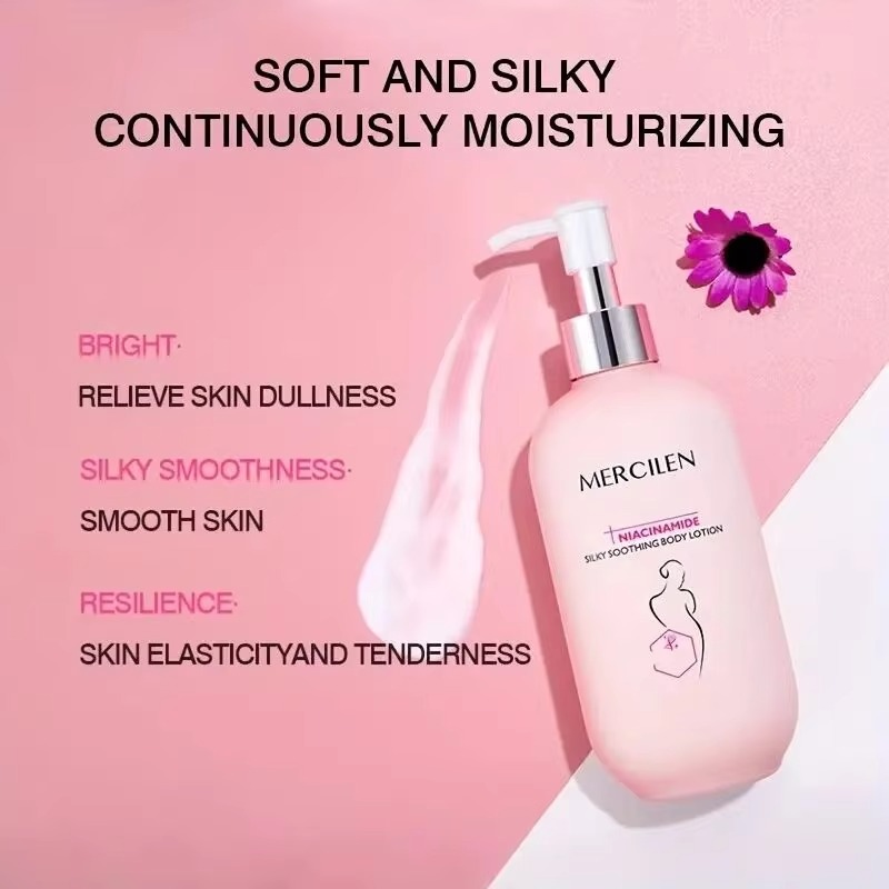 Non-Greasy 200ml Nicotinamide Body Lotion for Women Marshmallow Herbal Soothing Firming Moisturizer Skin Whitening Lightening