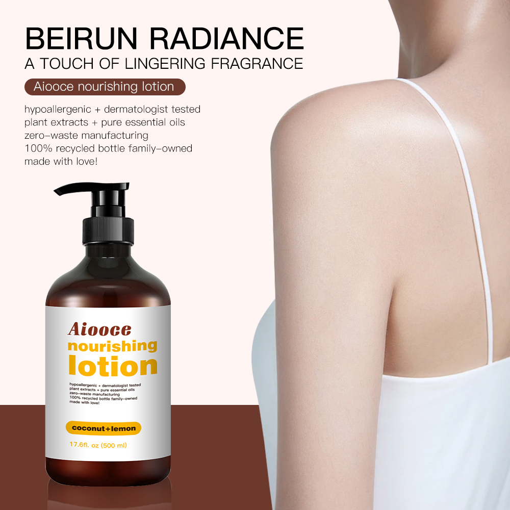 Aiooce Woman Men Organic Anti-Aging Body Lotion Deep Lemon Coconut Hydrating Nourishing Exfoliator Lifting &amp; Firming Whitening