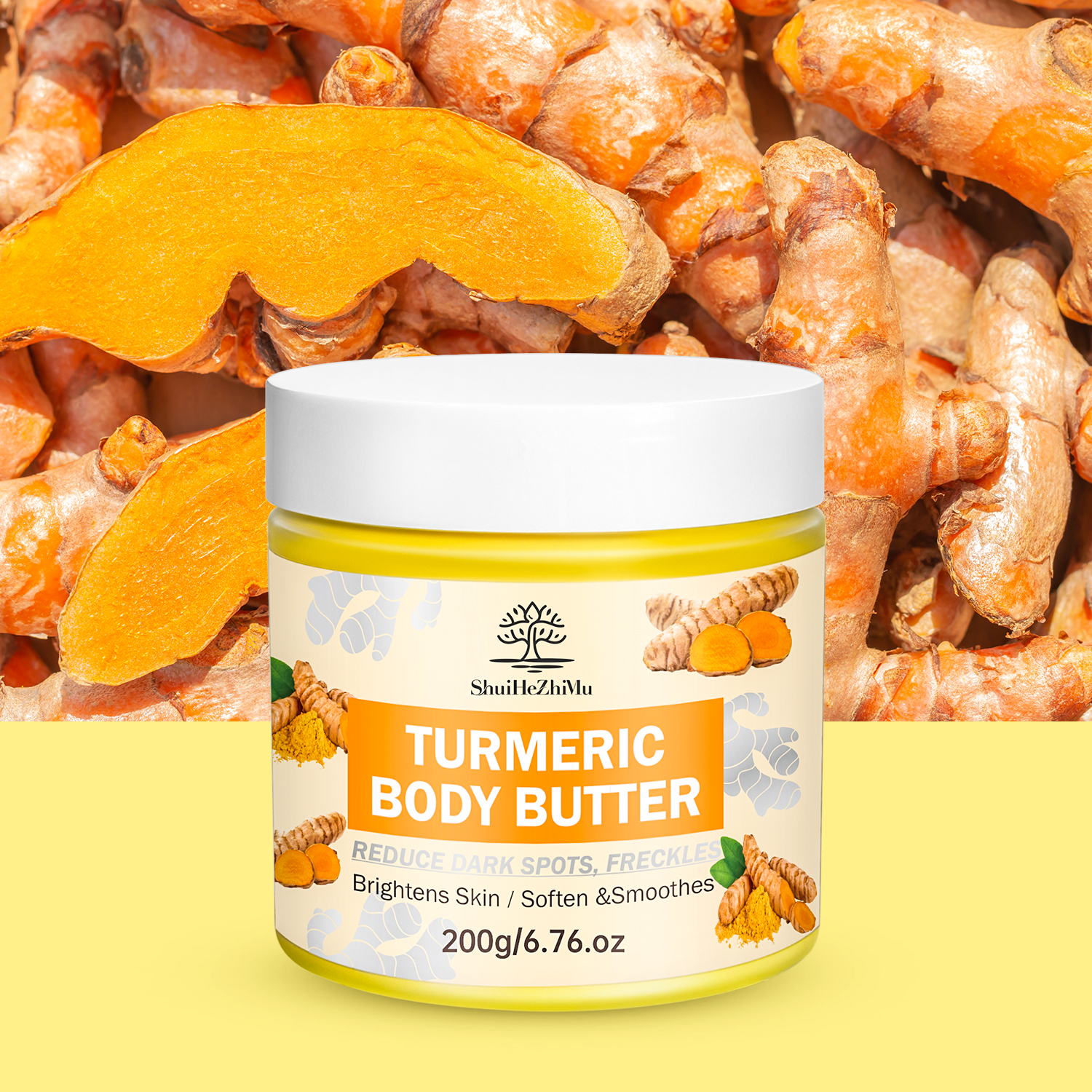 Custom Lightening Long Lasting Hydration Body Care Cream Non-greasy Skin Moisturizer Luxury Scent Whipped Turmeric Body Butter