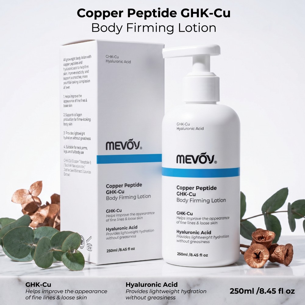Private Label Copper Peptide Body Lotion GHK-Cu Firming Moisturizing Hyaluronic Acid Smooth Dry Rough Skin 250ml OEM Body Care