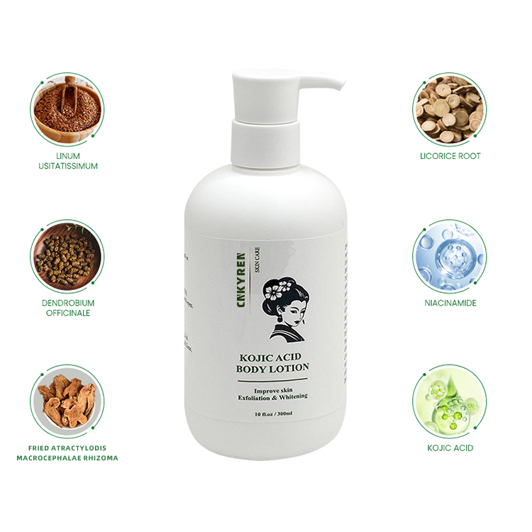 OEM Kojic Acid Body Lotion Skin Whitening Deep Cleansing Moisturizer Skin Brightening Care Body Lotion Improve Skin Exfoliation