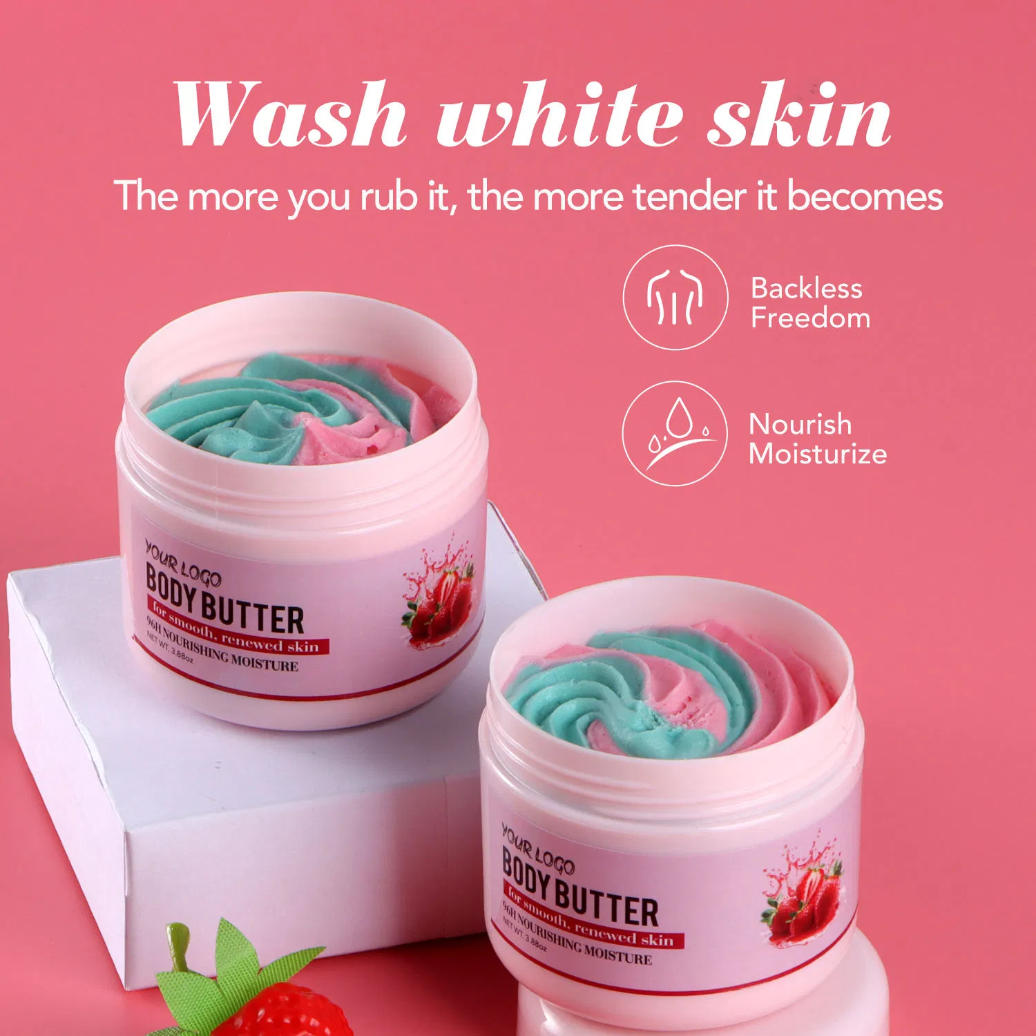 Organic Body Butter Cream Skin Moisturizing Rich Vitamin E Lotion Butter Struuberry Body Lotion