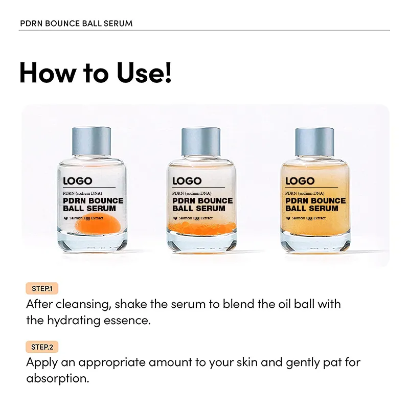 Private Label Salmon DNA Sensitive Skin Safe Zero Irritation Firms Skin Energizes Complexion Anti Aging Pdrn Bounce Ball Serum