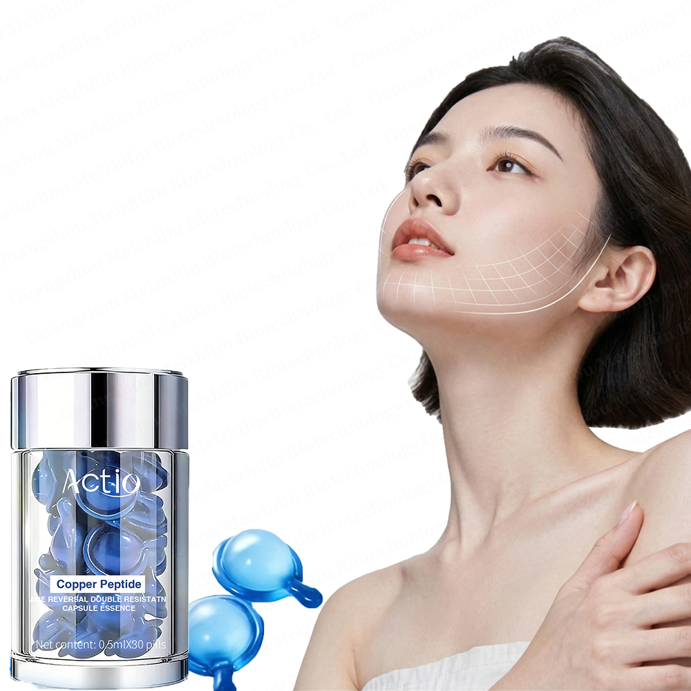Custom Logo Blue Copper Peptide Cream Serum Capsules for Wrinkle Smoothing and Firming GHK Cu SNAP-8 Peptide Cream