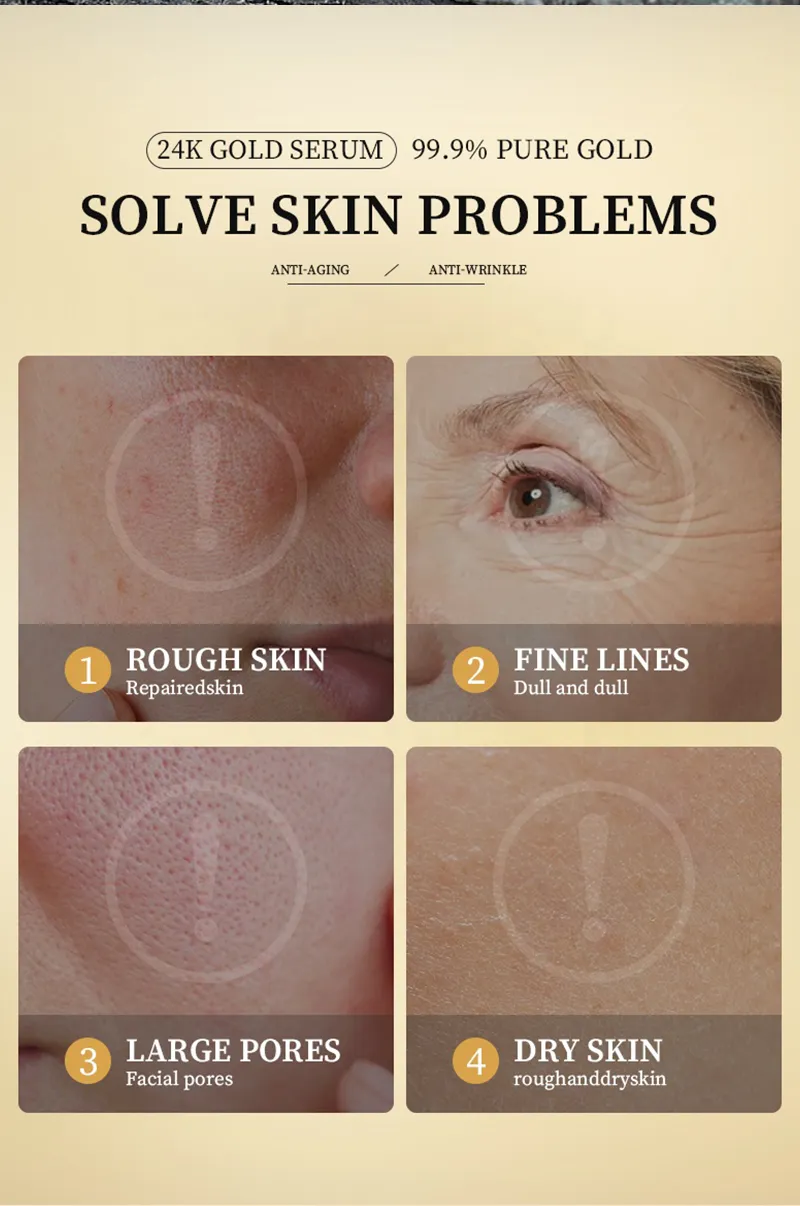 24K Gold Face Serum Repair and Protect Your Skin Essence with Retinol and Vitamin E